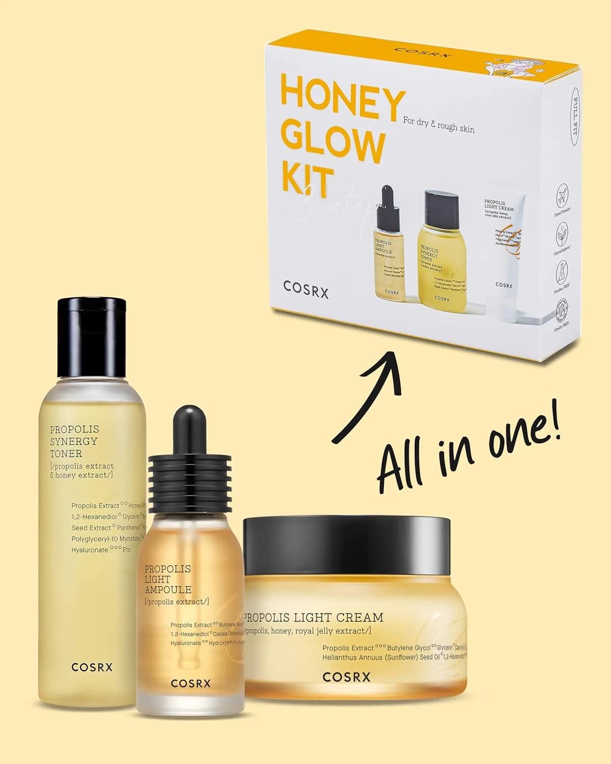COSRX Honey Glow Kit de Viaje (Toner, Serum, Crema)