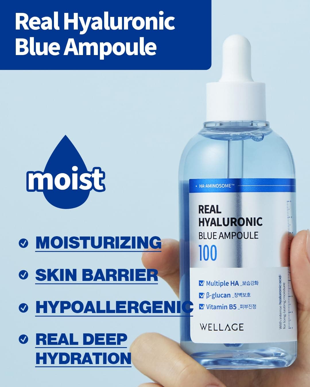 WELLAGE Real Hyaluronic Ampolla azul 100