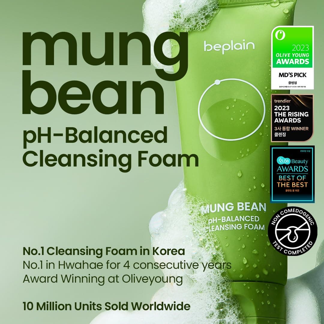 beplain Espuma limpiadora Mung Bean pH equilibrado
